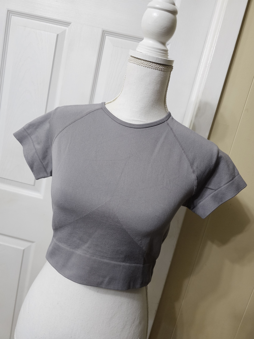 Women's Short Sleeve Crop Top - Gray